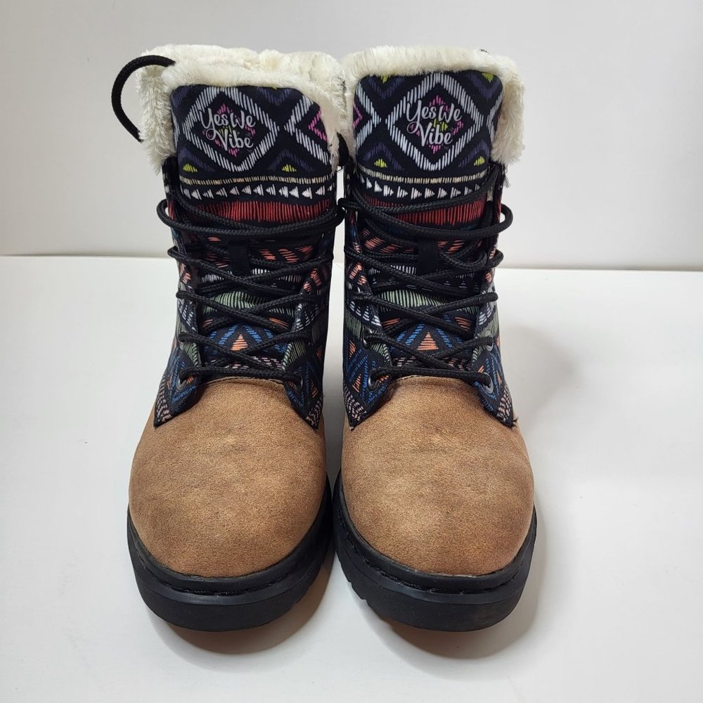 Yes We Vibe Bohemianism Winter Boots Brown Unisex Men's US Size‎ 7.5 Women's 9